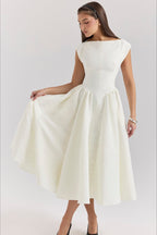 Minimalist Solid Backless Swing Midi Dress image 8