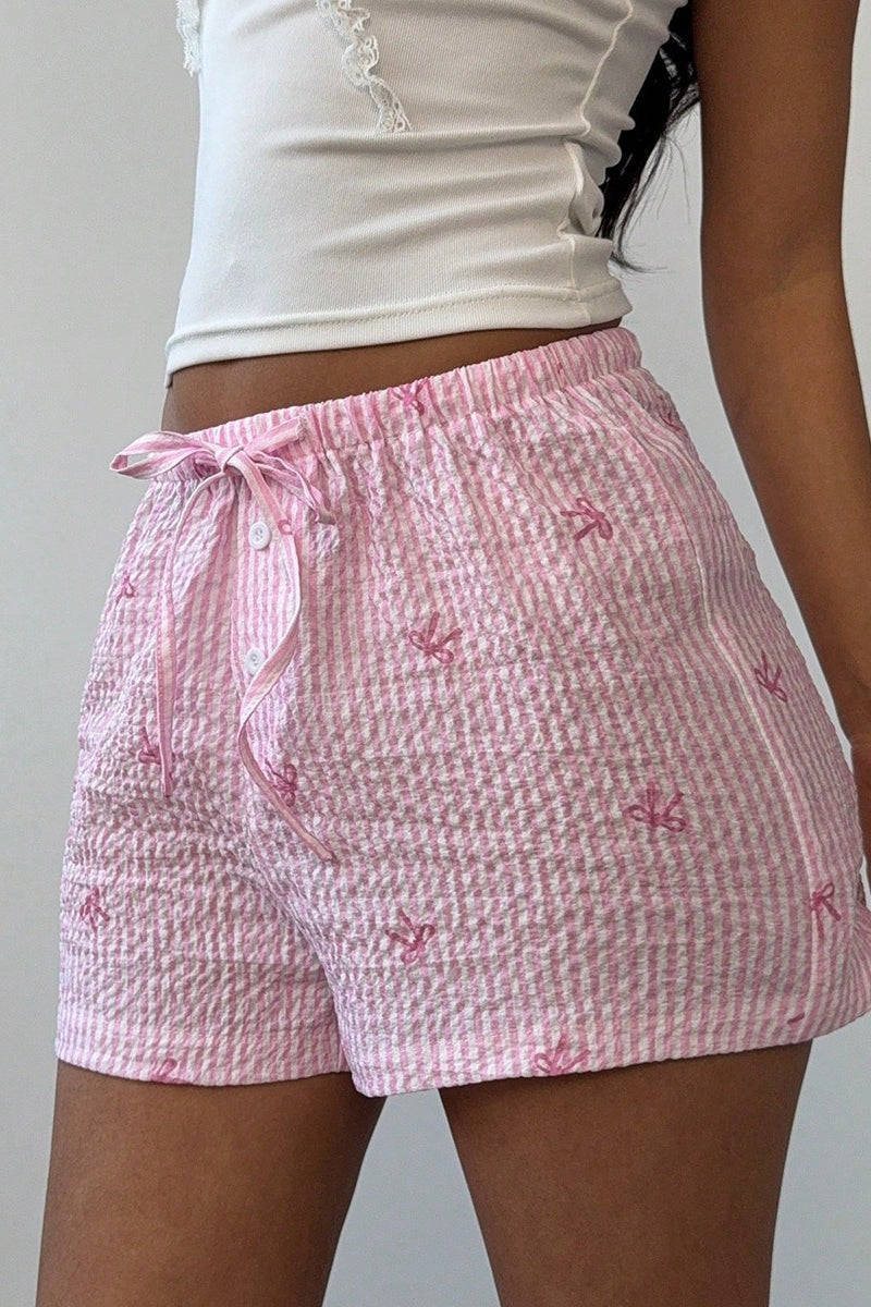 Casual Pink Stripe Wide Leg Shorts image 5