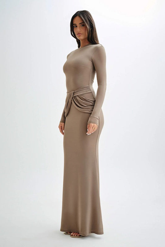 Long Sleeve Crew Neck Maxi Dress image 1