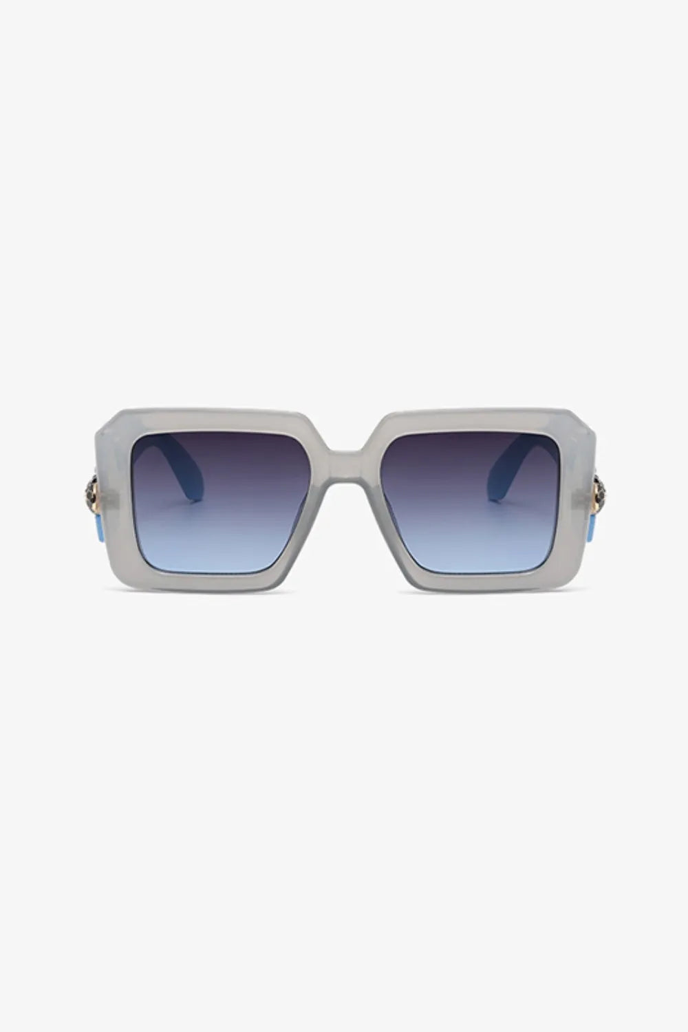 Cora Square Sunglasses detail view styled for Avrienne