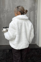 Solid Color Minimalist Fleece Loose Coat image 3