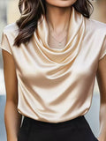 Isadora Satin Blouse styled for Avrienne
