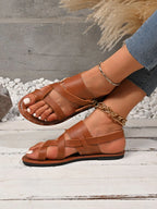 Lucia Buckle Sandals detail view styled for Avrienne