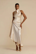 Elegant Satin Slit Backless Party Dress image 1