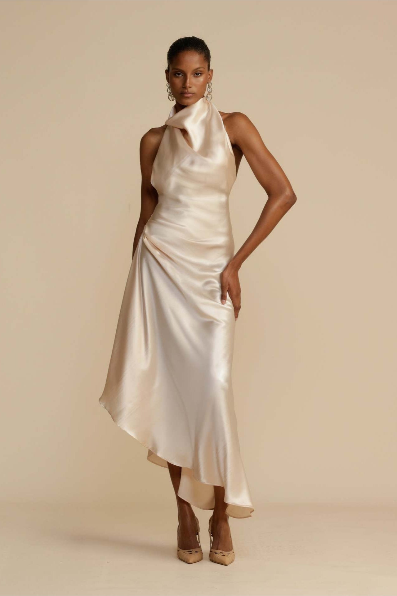 Elegant Satin Slit Backless Party Dress image 1