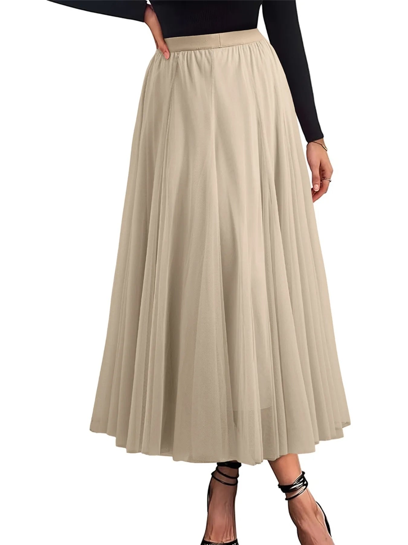 Mira Midi Skirt detail view styled for Avrienne