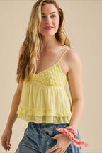Lace V Neck Mesh Loose Cami Top image 2