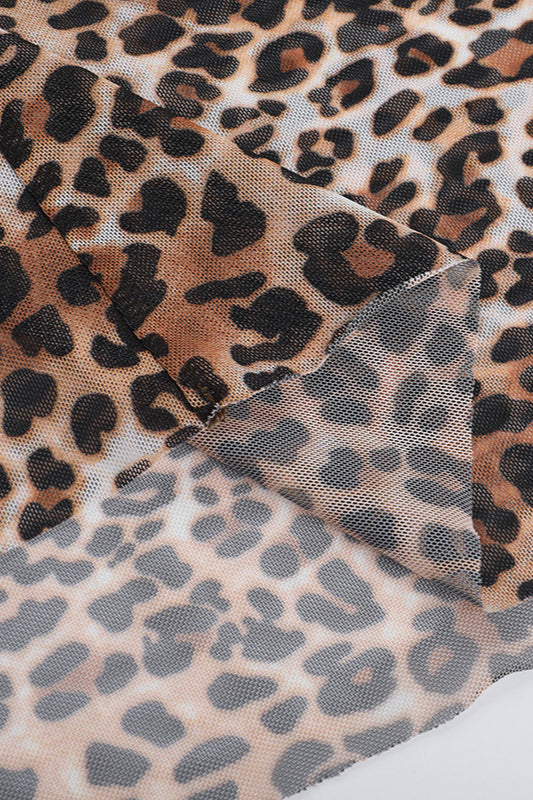 Leopard Print Slit Vacation Maxi Dress image 4
