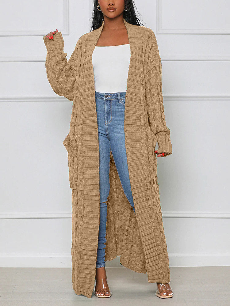 Knitted Solid Graceful Open Front Cardigan image 34
