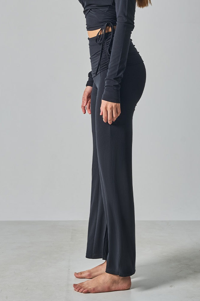 Solid Fitted Foldover Soft Pants image 13