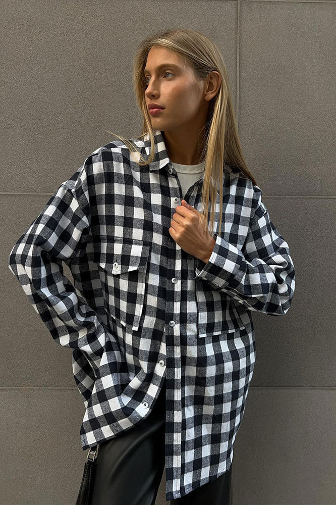 Plaid Striped Mid-Length Blouse image 15
