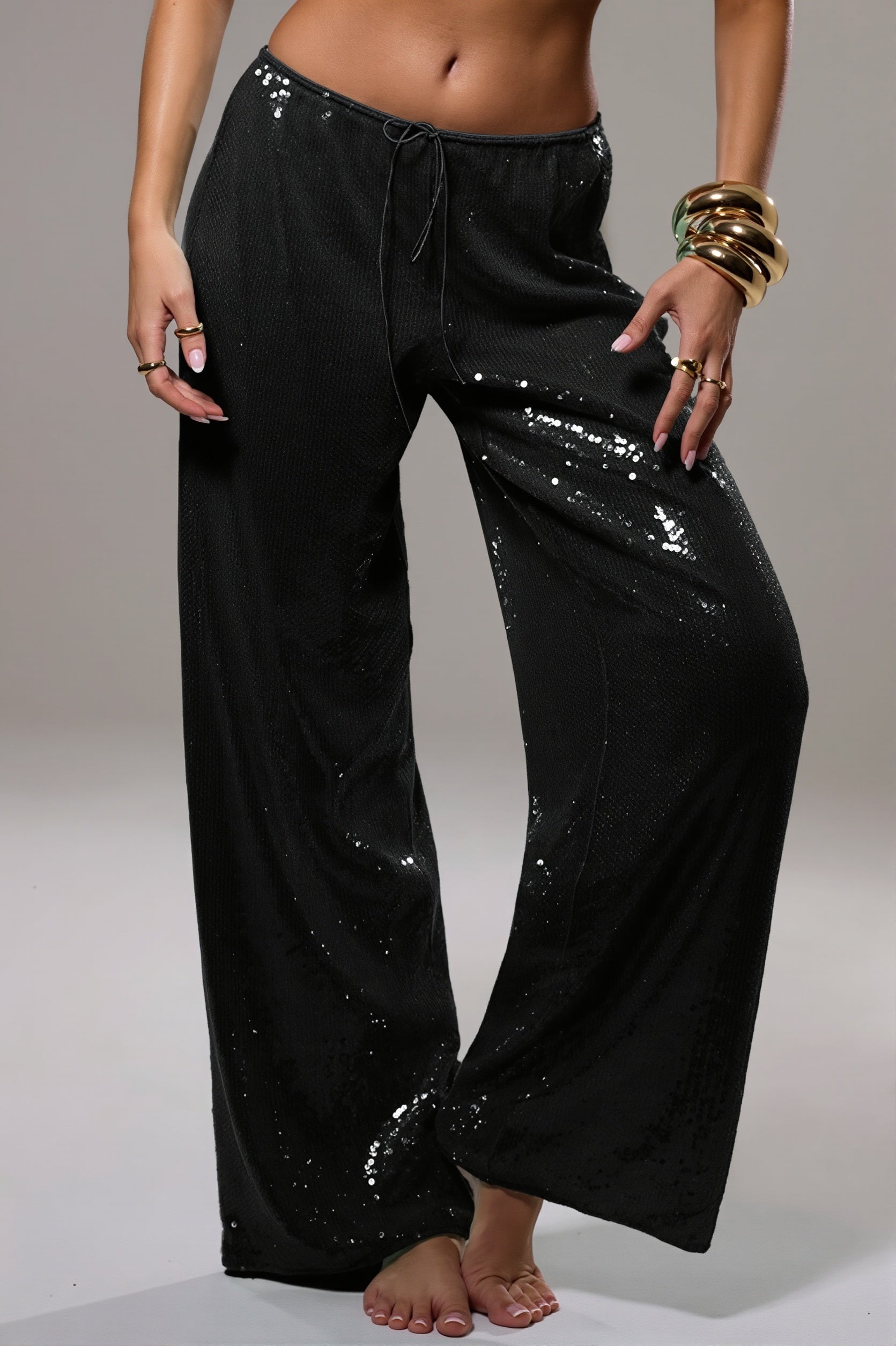 Sequined Wide Leg Casual Pants image 10