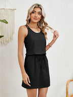 Odette Eyelet Dress detail view styled for Avrienne