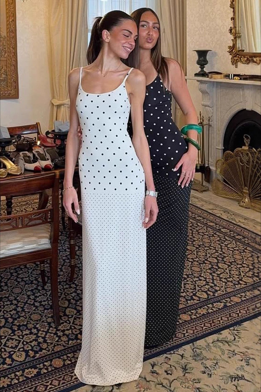 Polka Dot Cami Bodycon Slim Maxi Dress image 2