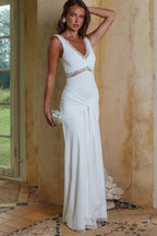 Lace Panel Bodycon With Tie Straps Maxi Dress image 6