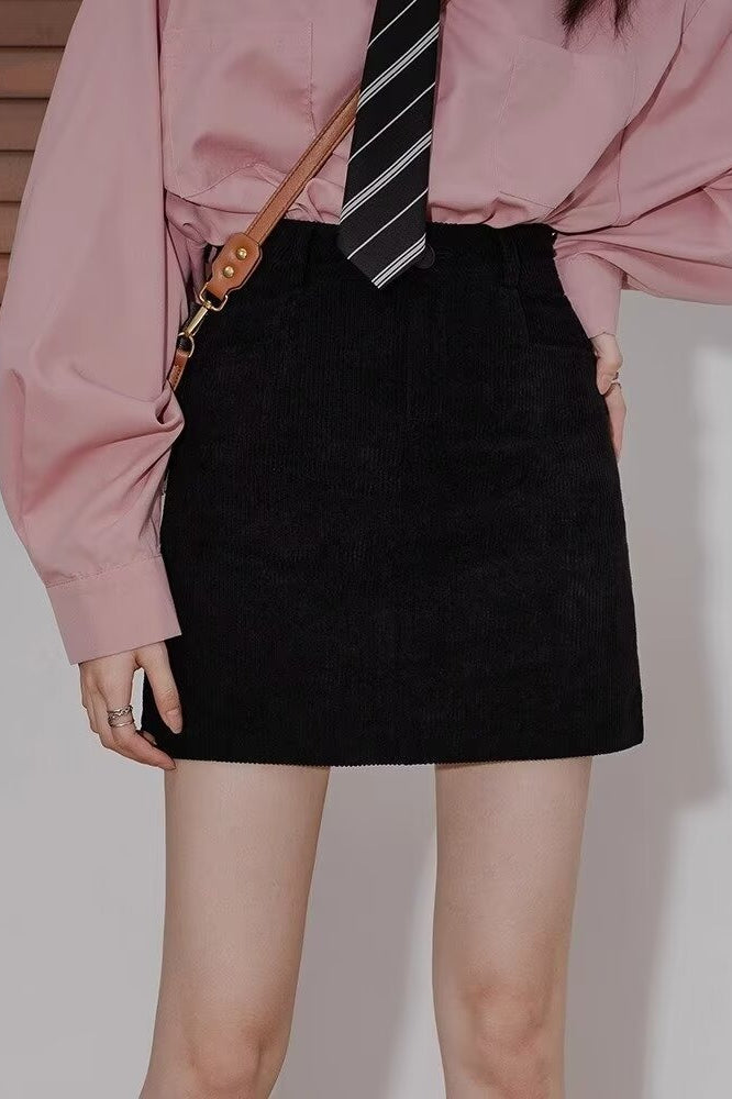 Corduroy High Waist A-Line Skirt image 4