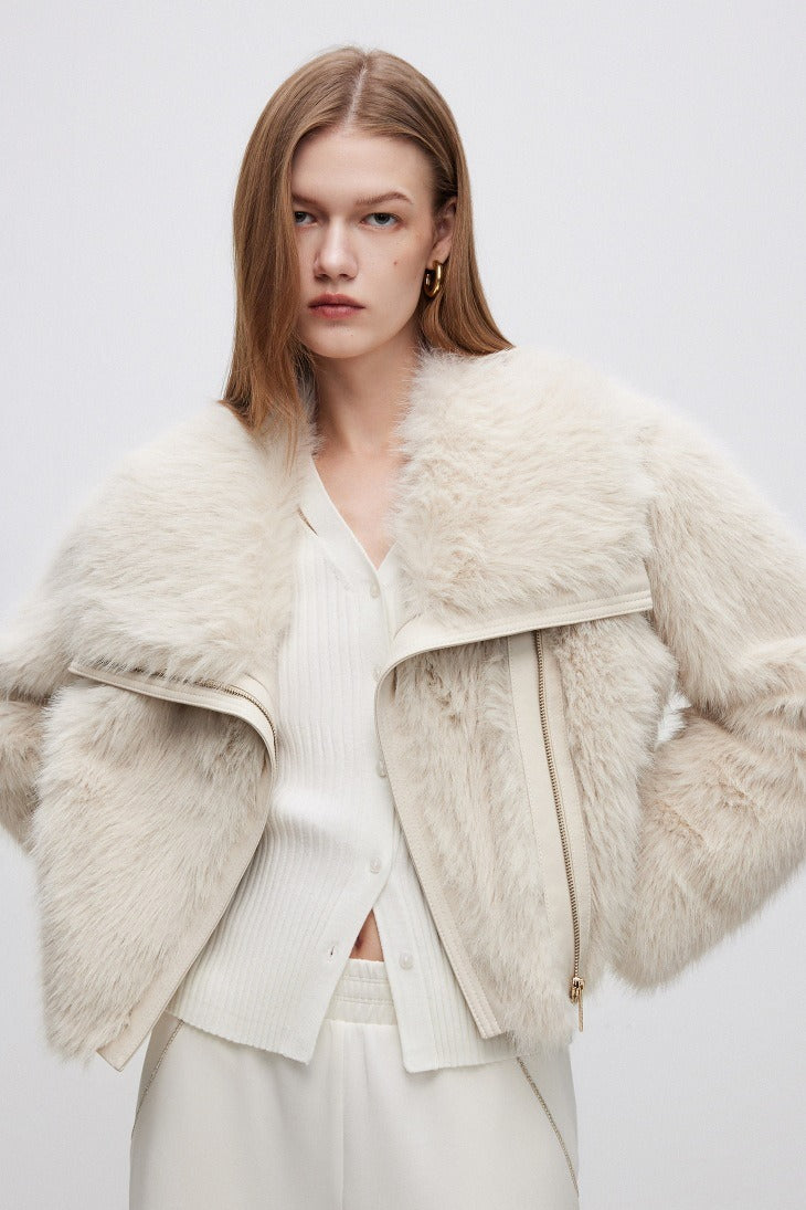 Plush Paneled Thick Warm Notch Collar Coat image 1