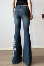 Vintage Plant Embroidered Bootcut Jeans image 5