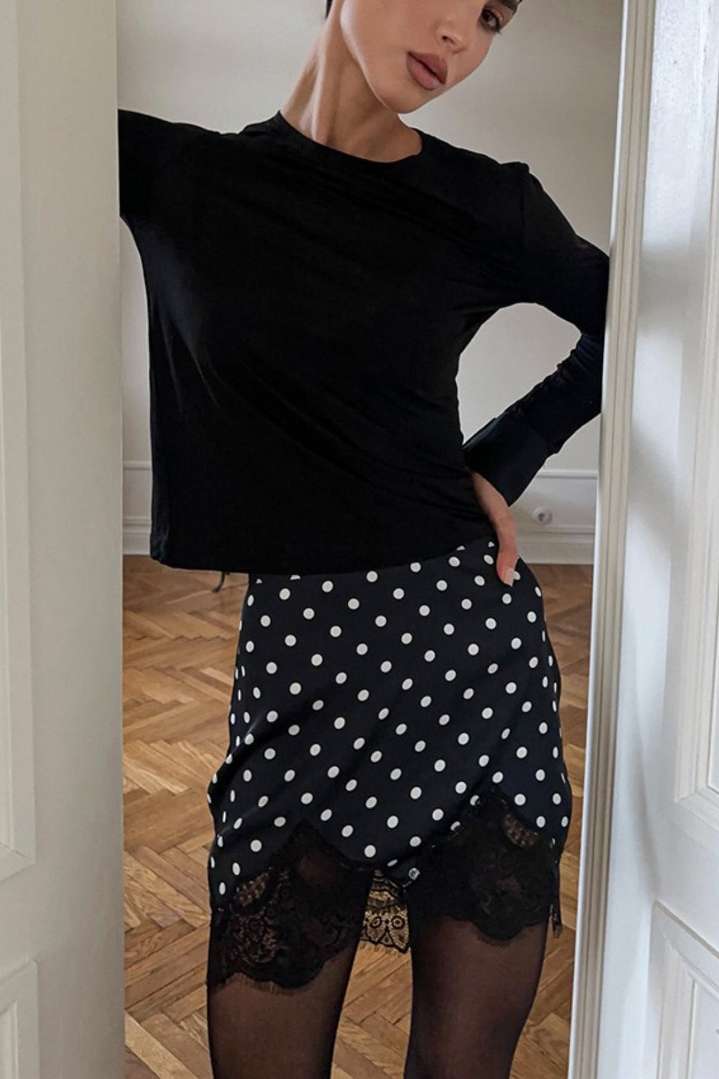 Lace Polka Dot A Line Skirt image 5