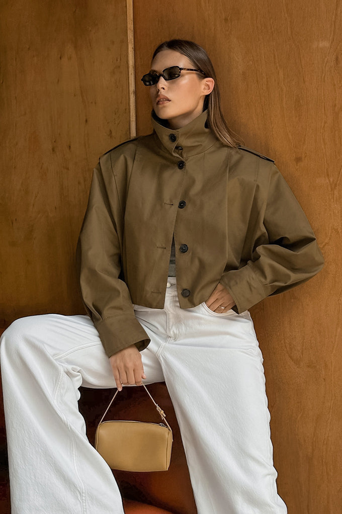 Chic Pleated Detail Short Coat image 2