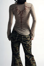 Y2K Grunge Printed Slim Short Sleeve T-shirt image 4