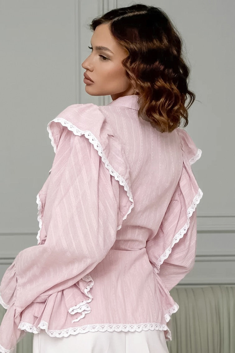 Elegant Jacquard Bell Sleeve Loose Blouse image 6