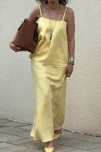 Elegant Casual Solid Cami Skirt Set image 7