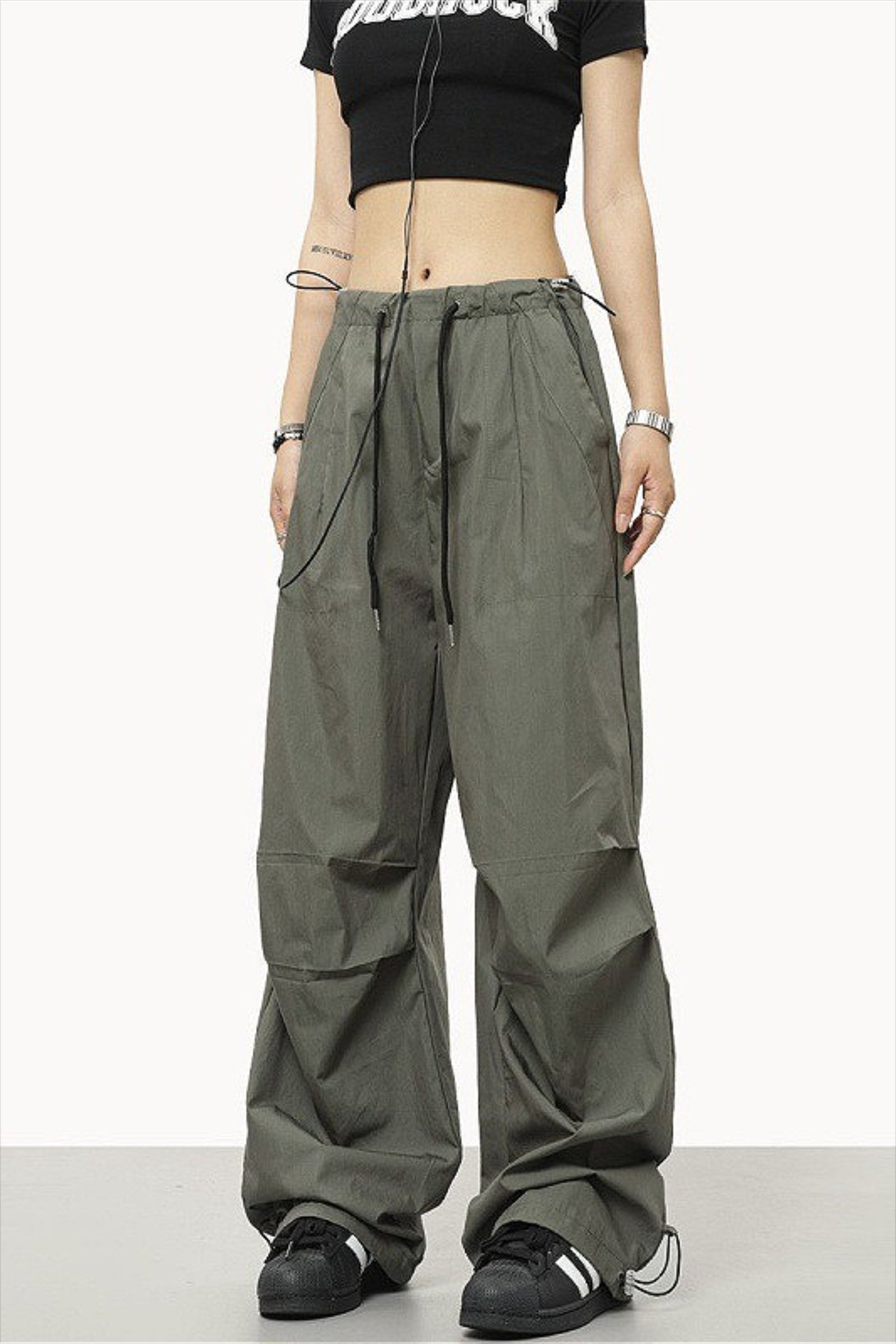 Athletic Casual Solid Drawstring Elastic Waist Pants image 1