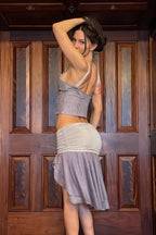 Sexy Stripe Patchwork Halter Open Back Skirt Sets image 7