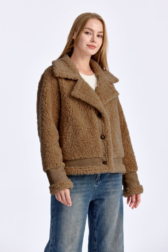 Shearling Lapel Collar Jacket image 1