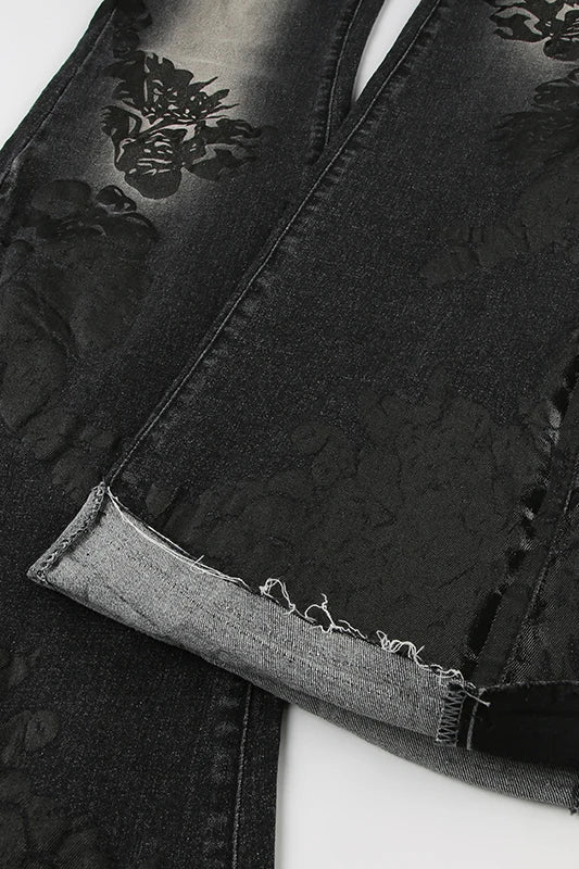 Vintage Plant Print Flared Jeans image 14