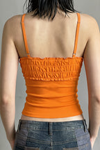 Colorful Beaded Off Shoulder Ruffle Smocked Cami Top image 4