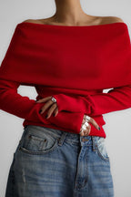 Slim Fit Slit Neck Long Sleeve Knit Top image 4