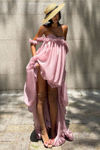 Flowy Tulip Asymmetrical Hem Bandeau Mini Dress image 1