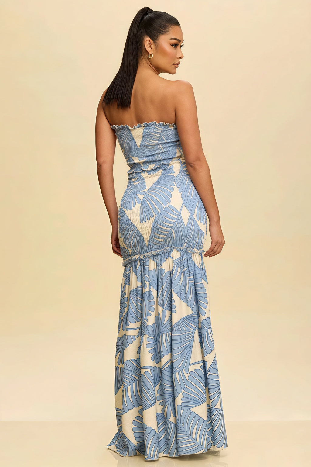 Printed Strapless Cutout Maxi Dress image 6
