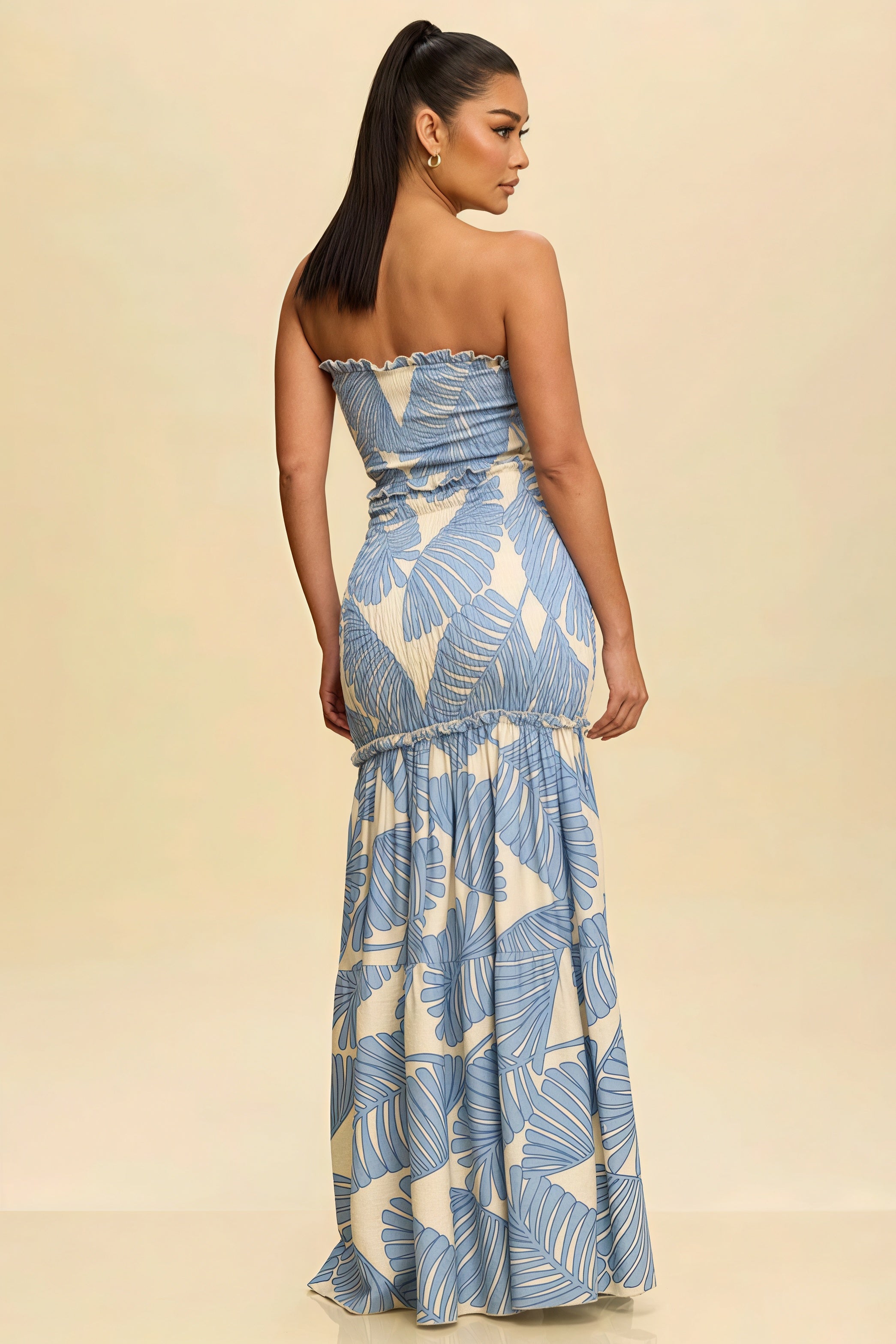 Printed Strapless Cutout Maxi Dress image 6