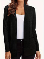 Anya Open Cardigan detail view styled for Avrienne