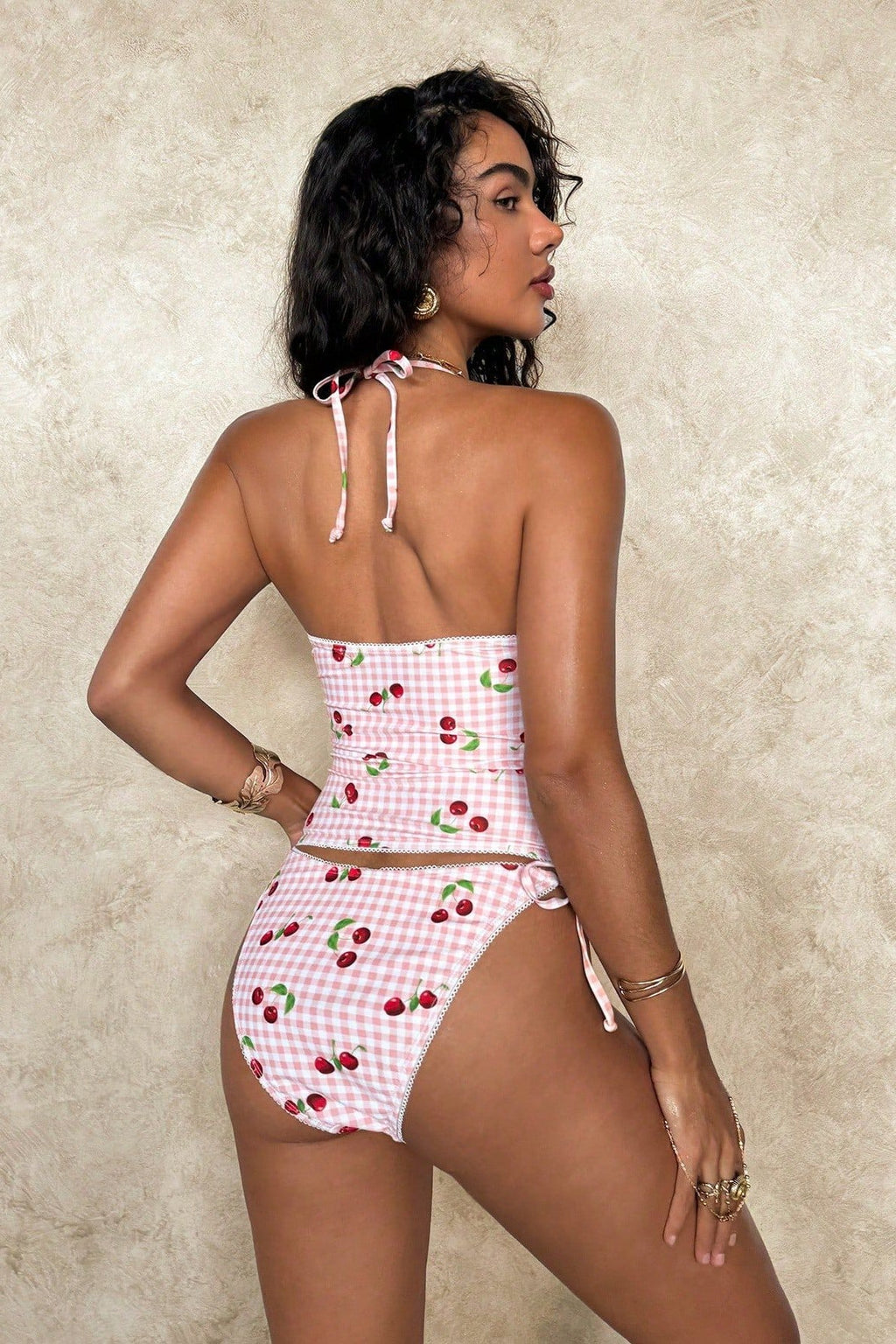 Lace Halter Floral Two Piece Swim Set image 5