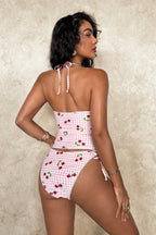 Lace Halter Floral Two Piece Swim Set image 5