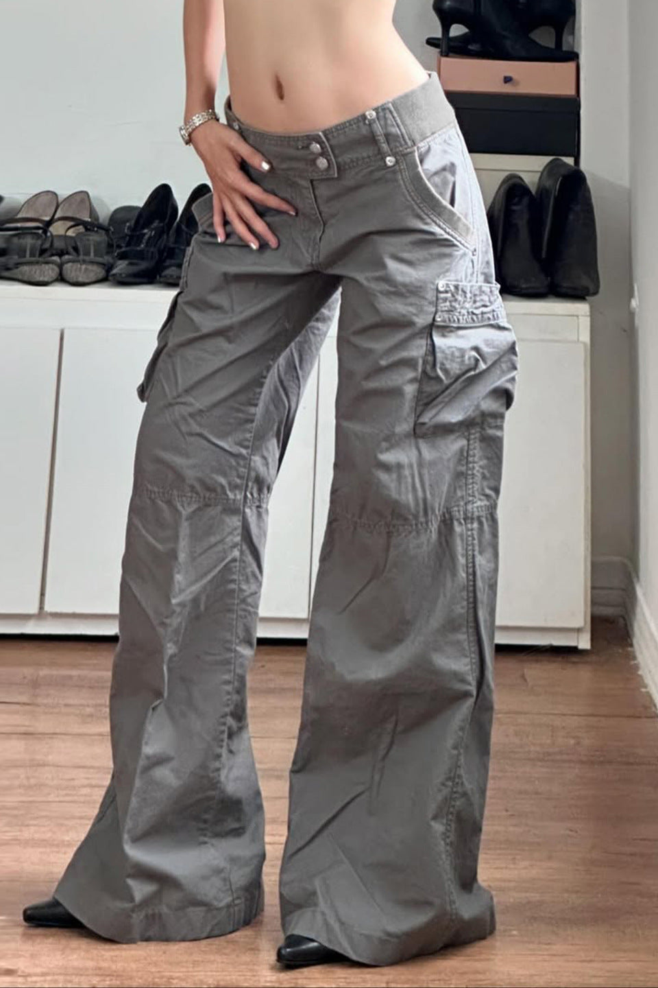 Vintage Gray Loose-Fit Cargo Pant image 1