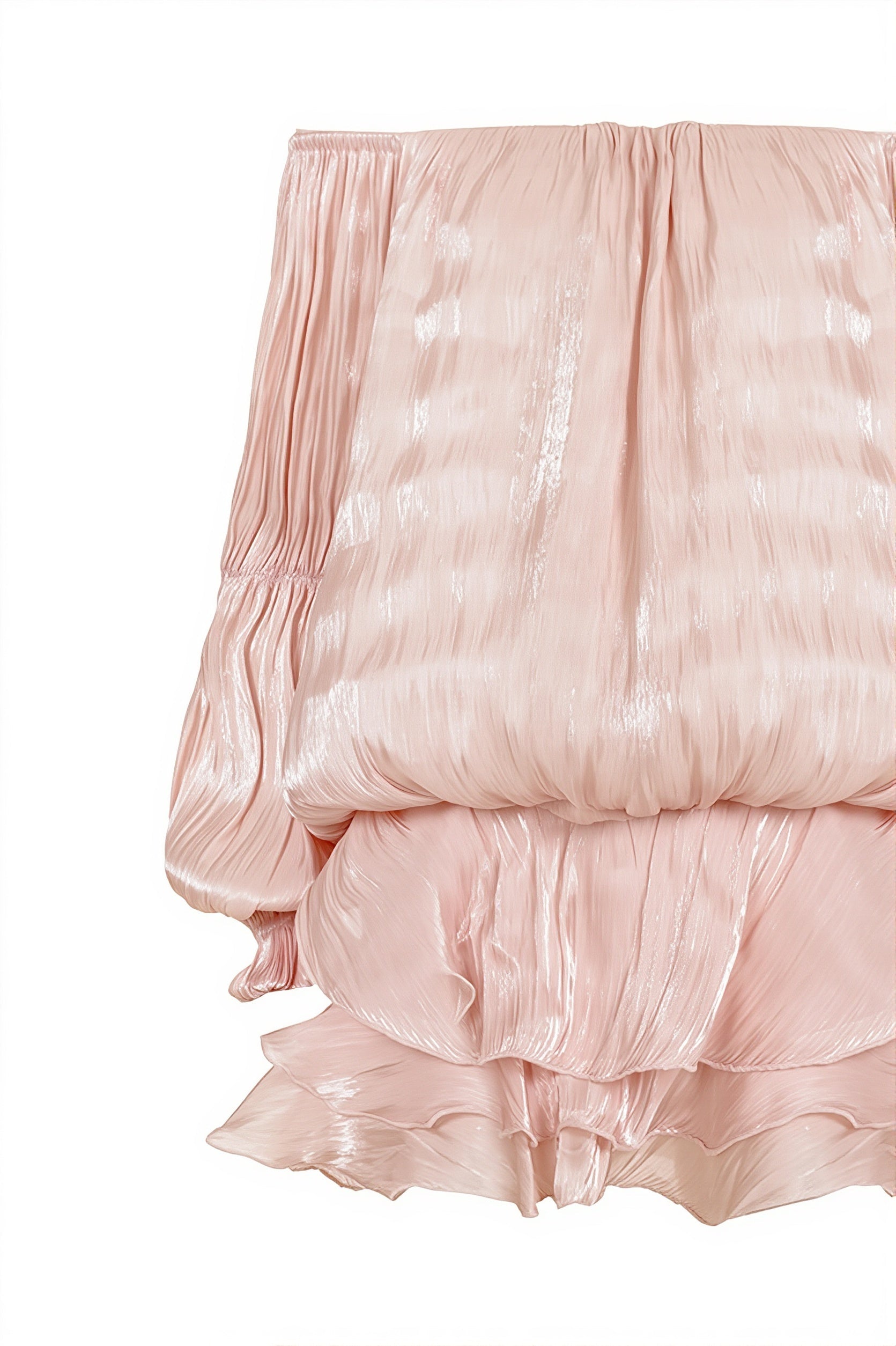 Off Shoulder Ruffle Shiny Fabric Mini Dress image 8