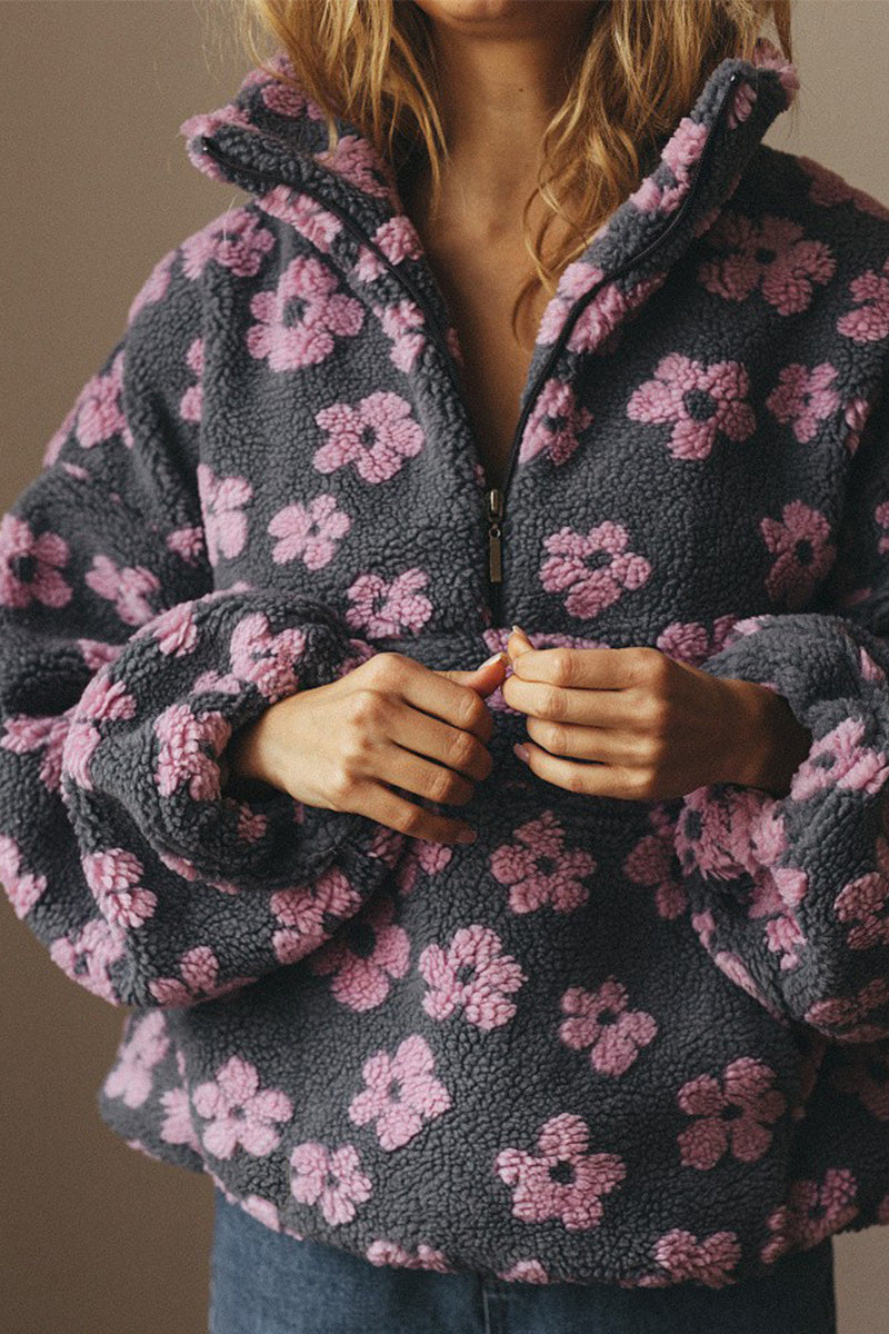 Floral Fleece Warm Fuzzy Sweatshirt image 4