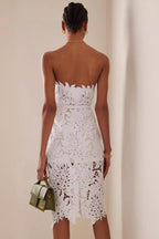 Tube Maple Leaf Lace Waist Prom Dress image 4