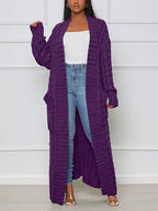 Knitted Solid Graceful Open Front Cardigan image 35