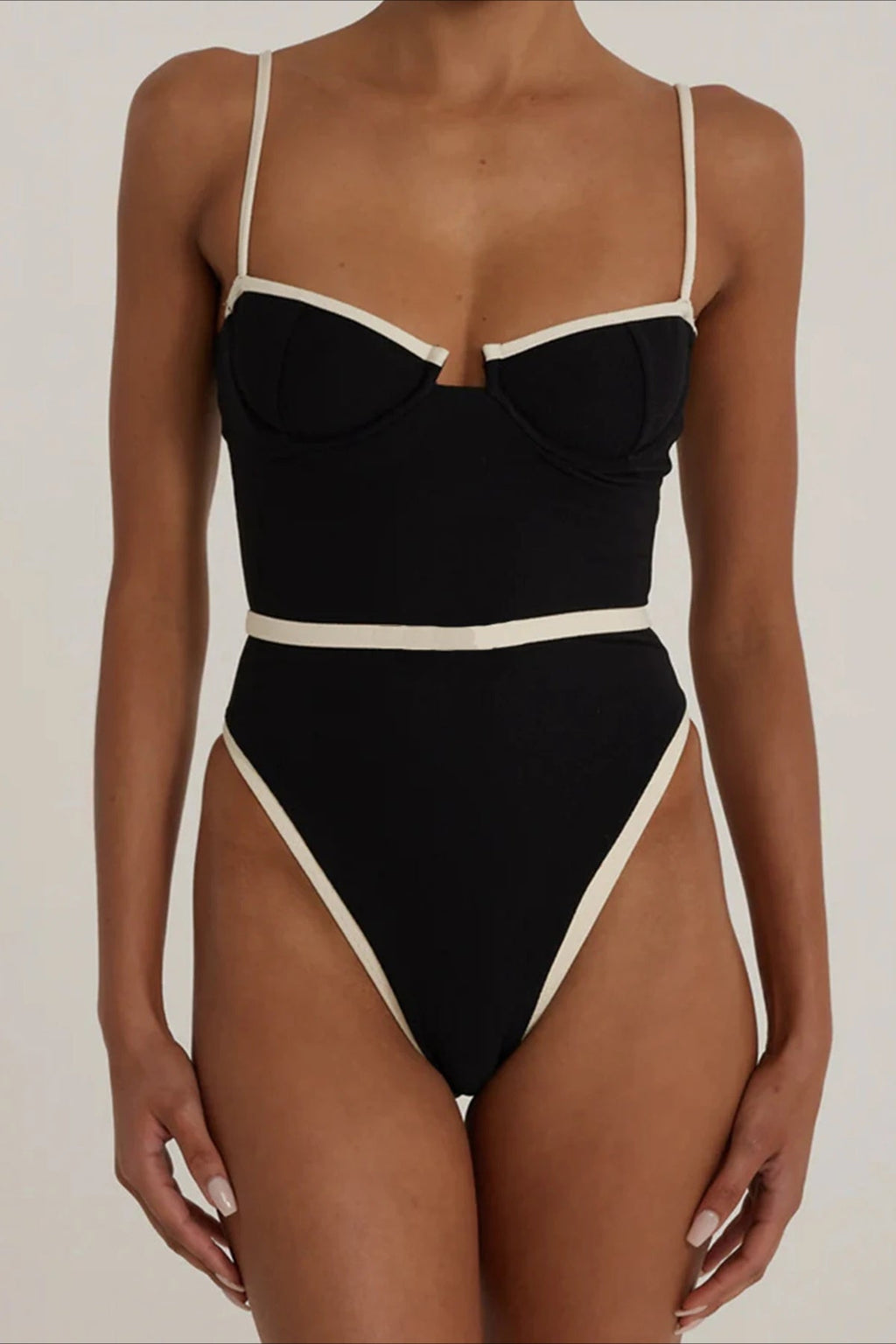 Contrast Color One Piece Bikini Set image 2