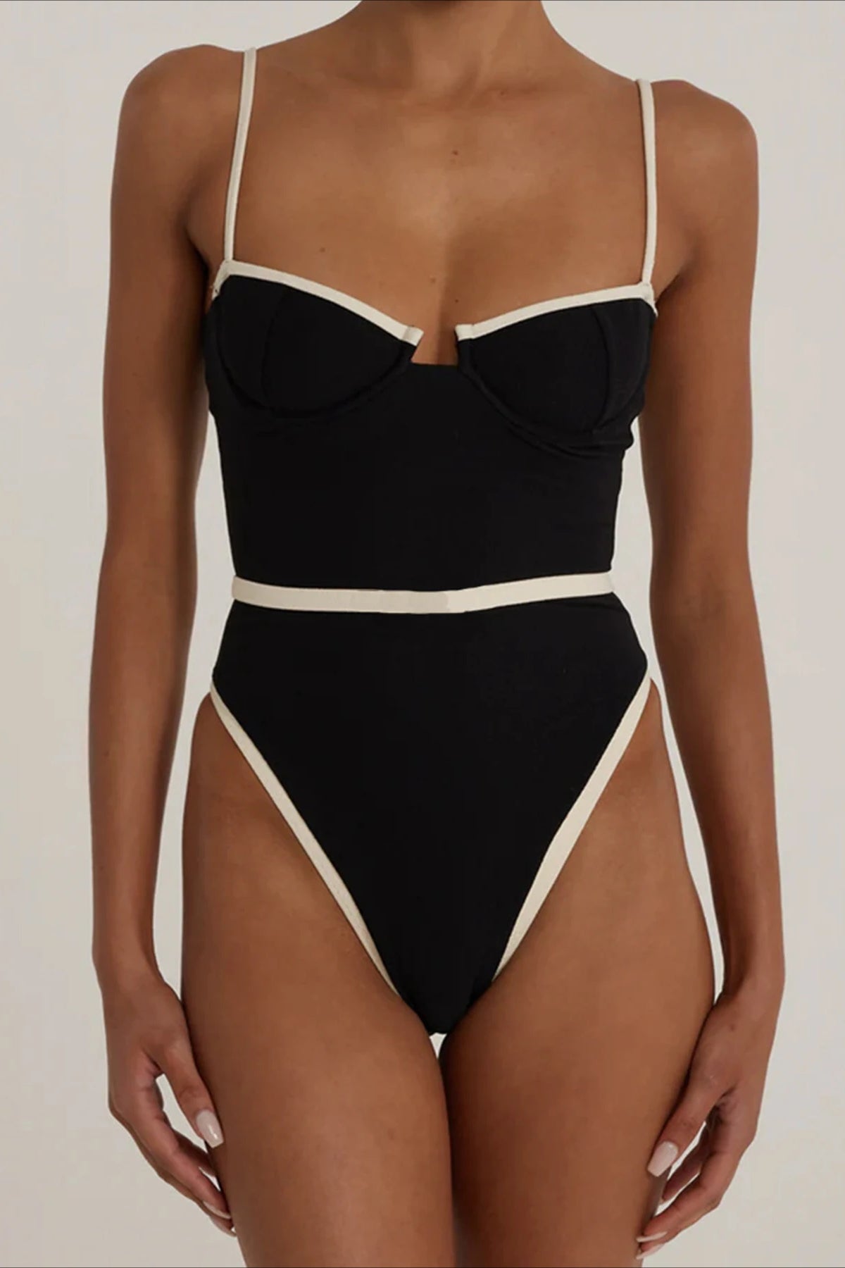 Contrast Color One Piece Bikini Set image 2