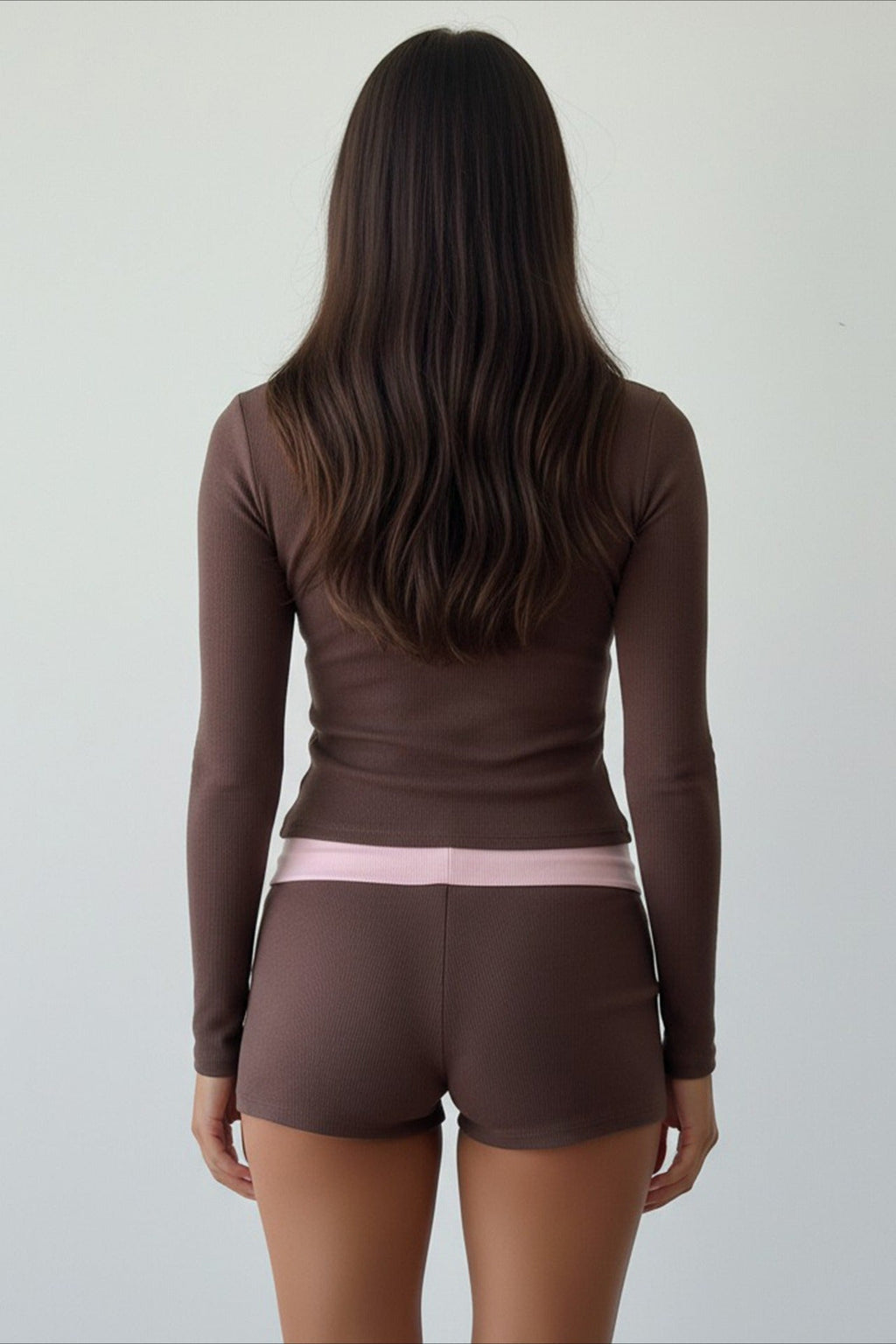 Cross V Neck Contrast Slim Long Sleeve Two Piece Set image 5