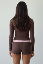 Cross V Neck Contrast Slim Long Sleeve Two Piece Set image 5