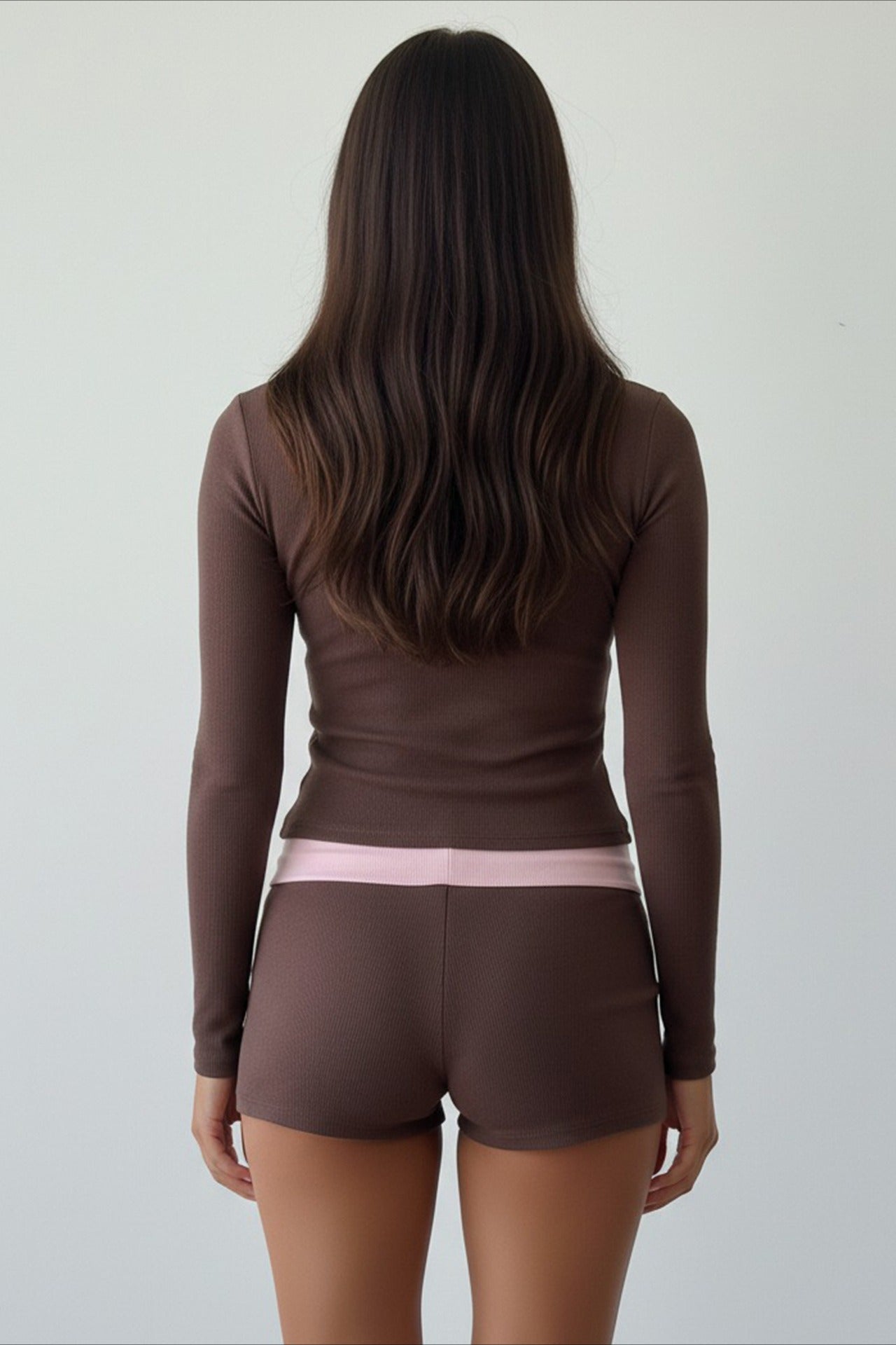 Cross V Neck Contrast Slim Long Sleeve Two Piece Set image 5