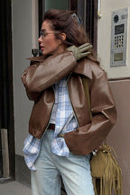 Stylish Matte PU Moto Jacket image 13